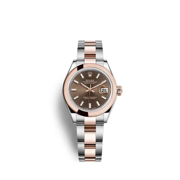 Rolex Lady-Datejust 28mm - Ref: 279161-0018 - Chocolate Stick Dial, Two Tone Stainless Steel & 18K Rose Gold Oyster Bracelet Women's Watch-Rolex Datejust 31mm Rose Gold Watch