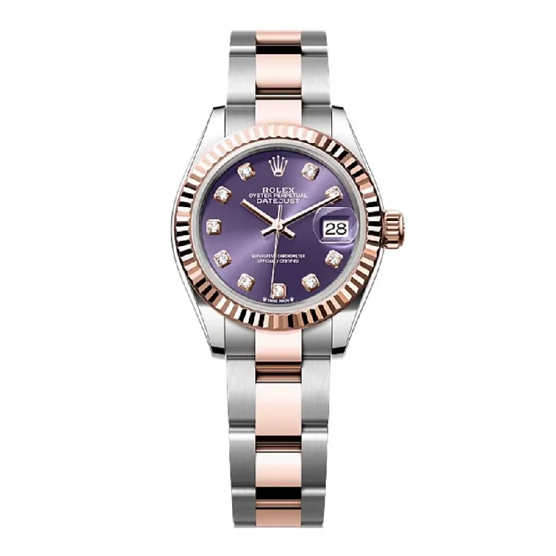 Rolex Lady-Datejust 28mm - Ref: 279171-0016 - Aubergine Purple Diamond Dial, Two Tone Stainless Steel & 18K Rose Gold Oyster Bracelet Women's Watch-Rolex Submariner 116613LB Two-Tone Watch