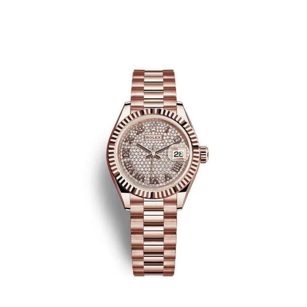 Rolex Lady Datejust 28mm - Ref: 279175-0023 - Diamond Pave Dial, 18K Rose Gold President Bracelet Women's Watch-Rolex Datejust 41mm Black Dial Watch