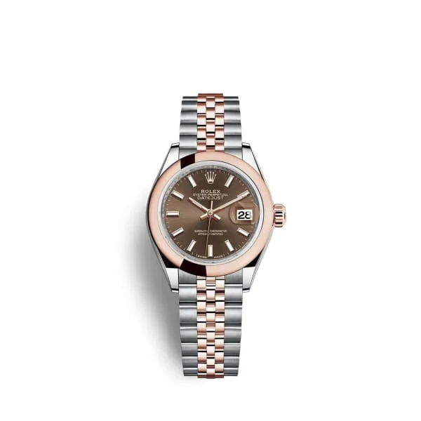 Rolex Lady-Datejust 28mm - Ref: 279161-0017 - Chocolate Stick Dial, Two Tone Stainless Steel & 18K Rose Gold Jubilee Bracelet Women's Watch-Rolex Daytona 116518LN Watch