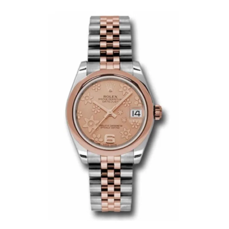 Rolex Datejust 31mm - Ref: 178241 pchfj - Pink Champagne Floral Dial, Two Tone Stainless Steel & 18K Rose Gold Jubilee Bracelet Women's Watch-Rolex GMT-Master II 126710 Watch