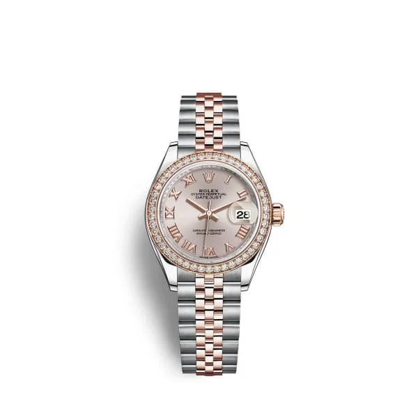 Rolex Lady-Datejust 28mm - Ref: 279381rbr-0005 - Sundust Roman Dial & Diamond Bezel, Two Tone Stainless Steel & 18K Rose Gold Jubilee Bracelet Women's Watch-Rolex Milgauss 116400GV Green Crystal Watch