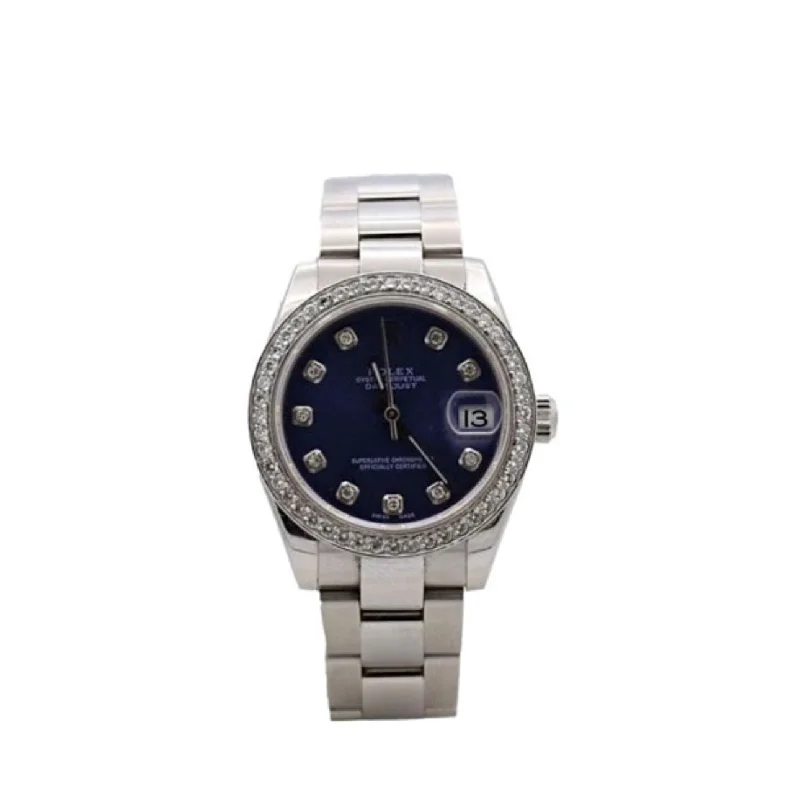 Rolex Lady Datejust 28mm - Ref: 178240 - Blue aftermarket Dial, Stainless Steel Oyster Bracelet Women's Watch-Rolex Submariner 16610LV Watch