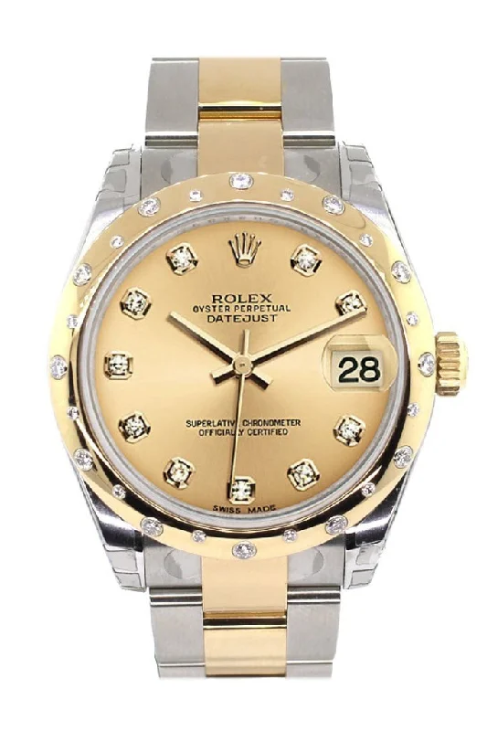 Rolex Datejust 31 Champagne Diamond Dial Diamond Bezel 18K Gold Two Tone Ladies 178343 Pre-owned-Rolex GMT-Master II 126711 Watch