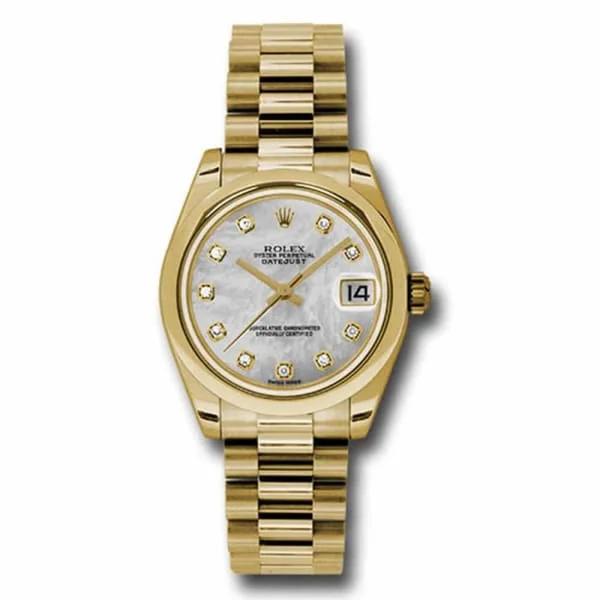 Rolex Datejust 31mm - Ref: 178248 mdp - White Mother of Pearl Dial, 18K Yellow Gold President Bracelet Women's Watch-Rolex Datejust 116200 Watch