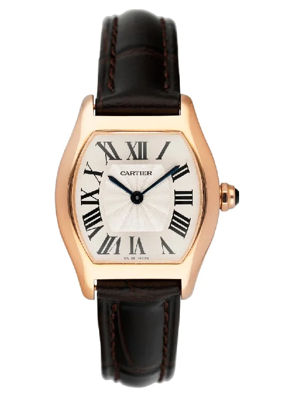 Cartier Tortue W1556360 18K Rose Gold Ladies Watch-Cartier Trinity Ring with Diamonds