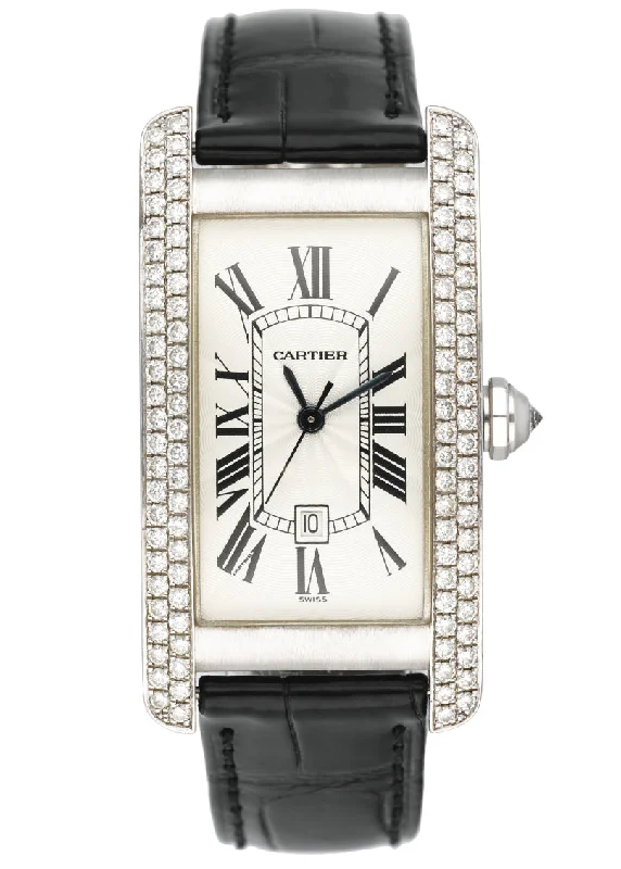 Cartier Tank Americaine W2603656 Diamond Mid Size Ladies Watch Box Papers-Cartier Tank Large Gold Watch