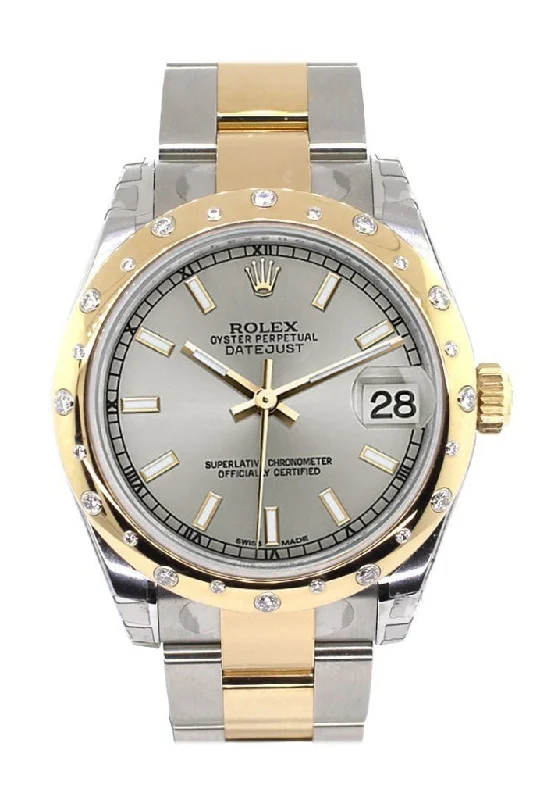 Rolex Datejust 31 Silver Dial Diamond Bezel 18K Gold Two Tone Ladies 178343 Pre-owned-Rolex Datejust 36mm Watch