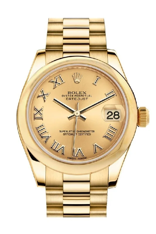 Rolex Datejust 31 Champagne Roman Dial 18K Yellow Gold President Ladies Watch 178248 Pre-owned-Rolex Explorer 40mm Watch