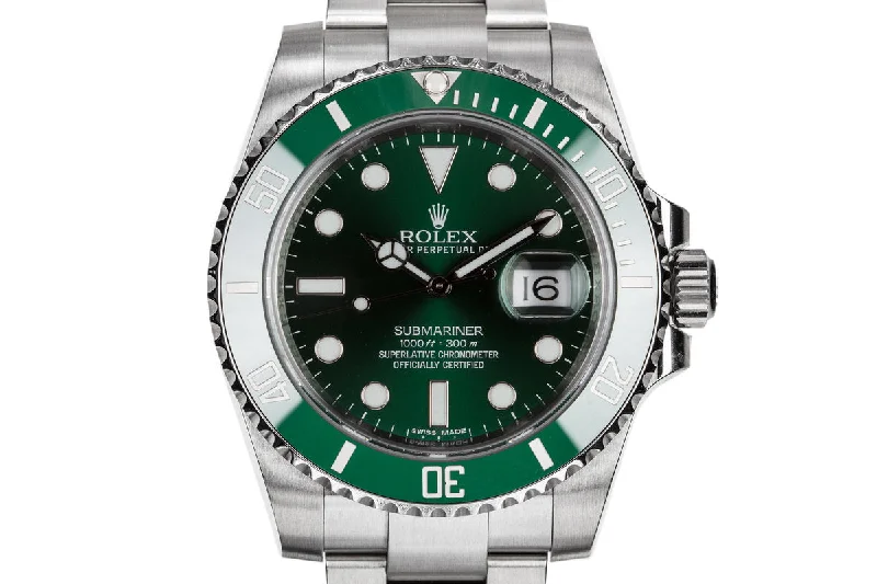 2014 Rolex Green Ceramic Submariner 116610LV "Hulk" with Box and Papers-Rolex Daytona Stainless Steel Watch