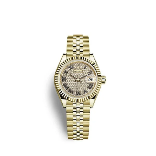 Rolex Lady Datejust 28mm - Ref: 279178-0032 - Diamond Pave Dial, 18K Yellow Gold Jubilee Bracelet Women's Watch-Rolex Explorer II 216570 Watch