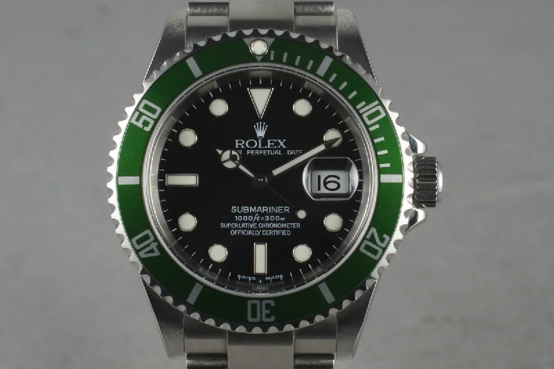 2005 Rolex Green Submariner 16610 with Box and Papers-Rolex Milgauss 116400GV Watch Green Crystal