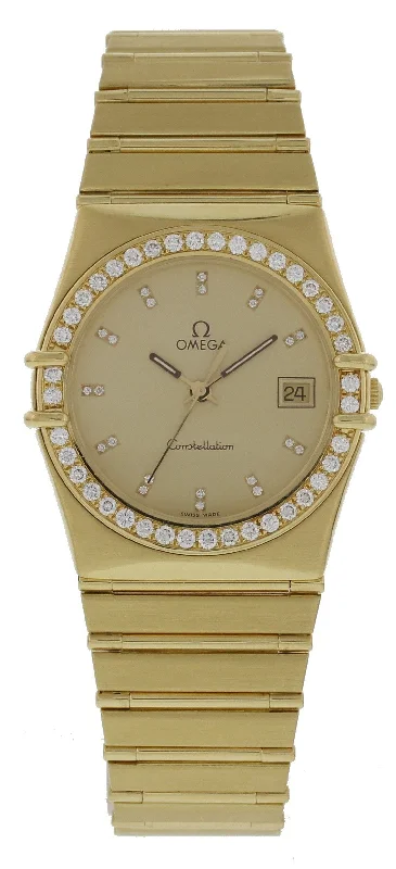 Omega Constellation 18K Yellow Gold And Diamonds Watch-Omega De Ville Hour Vision Watch