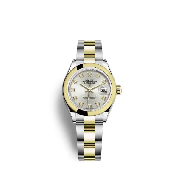 Rolex Lady-Datejust 28mm - Ref: 279163-0008 - Silver Diamond Dial, Two Tone Stainless Steel & 18K Yellow Gold Oyster Bracelet Women's Watch-Rolex Submariner 114060 Watch