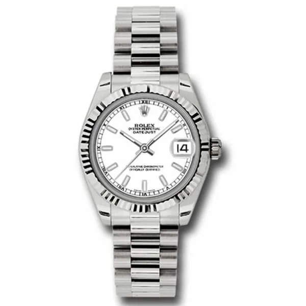 Rolex Datejust 31mm - Ref: 178279 wip - White Dial, 18K White Gold President Bracelet Women's Watch-Rolex Datejust 41mm Watch