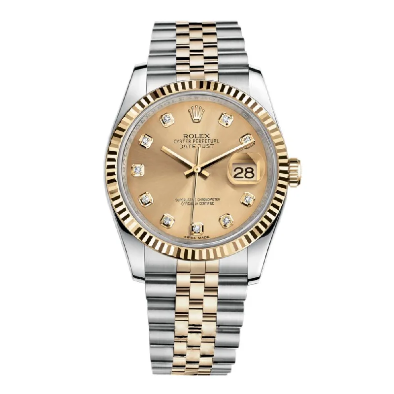 Rolex Datejust 36mm - Ref: 116233CDJ - Champagne Diamond Dial, Two Tone Stainless Steel & 18K Yellow Gold Jubilee Bracelet Watch-Rolex Explorer II 216570 Watch