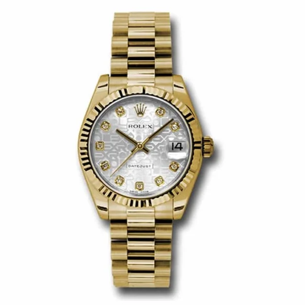 Rolex Datejust 31mm - Ref: 178278 sjdp - Silver Jubilee Dial, 18K Yellow Gold President Bracelet Women's Watch-Rolex GMT-Master II Red and Blue Watch