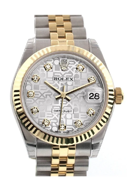 Rolex Datejust 31 Silver Jubilee Diamond Dial Fluted Bezel 18K Gold Two Tone Jubilee Ladies 178273 Pre-owned-Rolex President Day-Date 40mm Watch