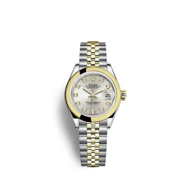 Rolex Lady-Datejust 28mm - Ref: 279163-0007 - Silver Diamond Dial, Two Tone Stainless Steel & 18K Yellow Gold Jubilee Bracelet Women's Watch-Rolex Yacht-Master 40mm Blue Dial Watch