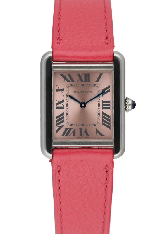 Cartier Tank Solo 3170 Pink Dial Ladies Watch-Cartier Clé de Cartier Watch for Men