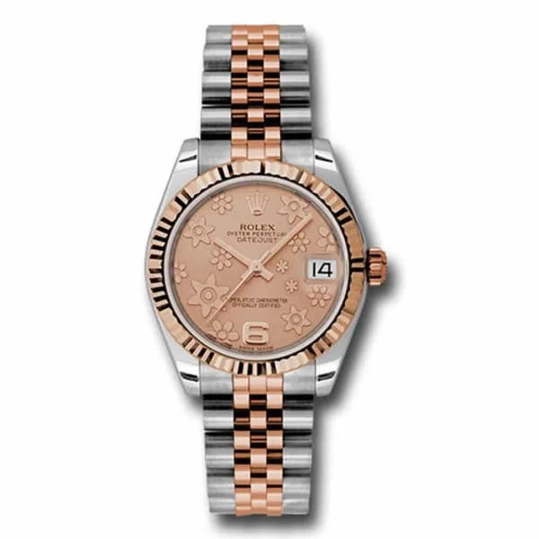 Rolex Datejust 31mm - Ref: 178271 pchfj - Pink Champagne Floral Dial, Two Tone Stainless Steel & 18K Rose Gold Jubilee Bracelet Women's Watch-Rolex Oyster Perpetual 36mm Blue Dial Watch