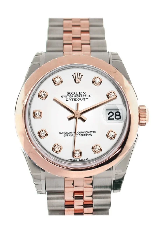 Rolex Datejust 31 White Diamond Dial 18K Rose Gold Two Tone Jubilee Ladies Watch 178241-Rolex Datejust 31mm Jubilee Bracelet Watch