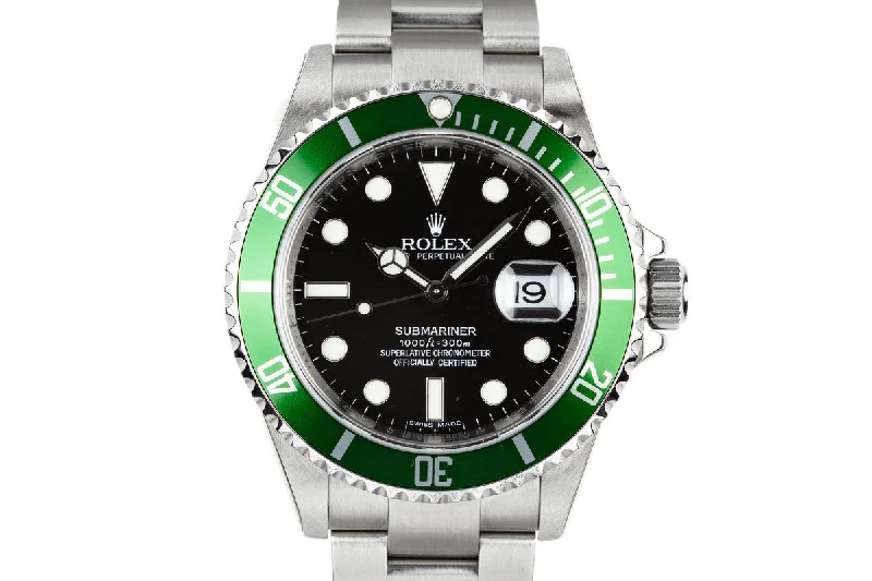 Mint 2007 Rolex Green Anniversary Submariner 16610LV with Box and Papers-Rolex Milgauss 116400GV Watch