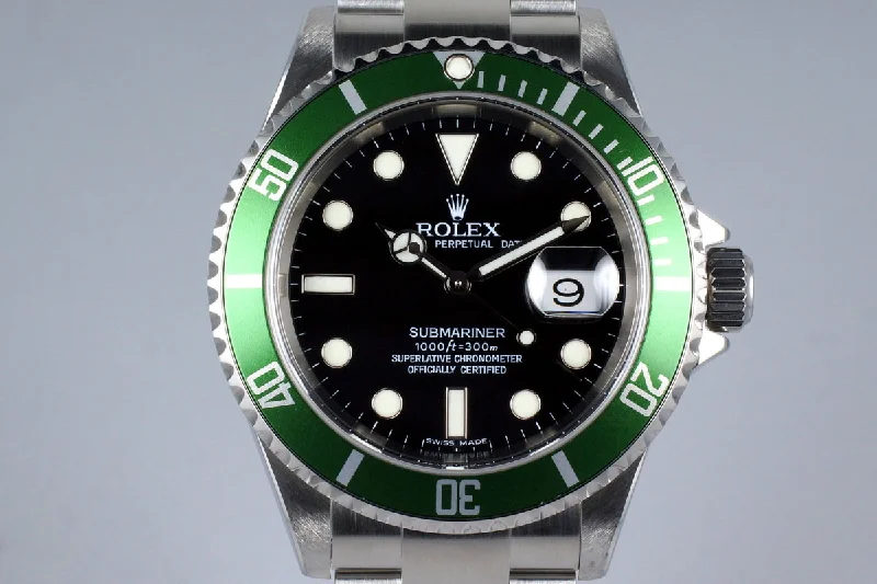 2006 Rolex Green Submariner 16610LV with Box and Papers-Rolex Yacht-Master 40mm Everose Gold Watch