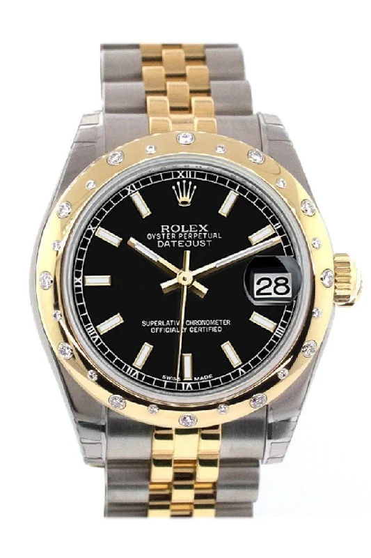 Rolex Datejust 31 Black Dial  Diamond Bezel 18K Gold Two Tone Jubilee Ladies 178343 Pre-owned-Rolex Daytona 116509 Watch