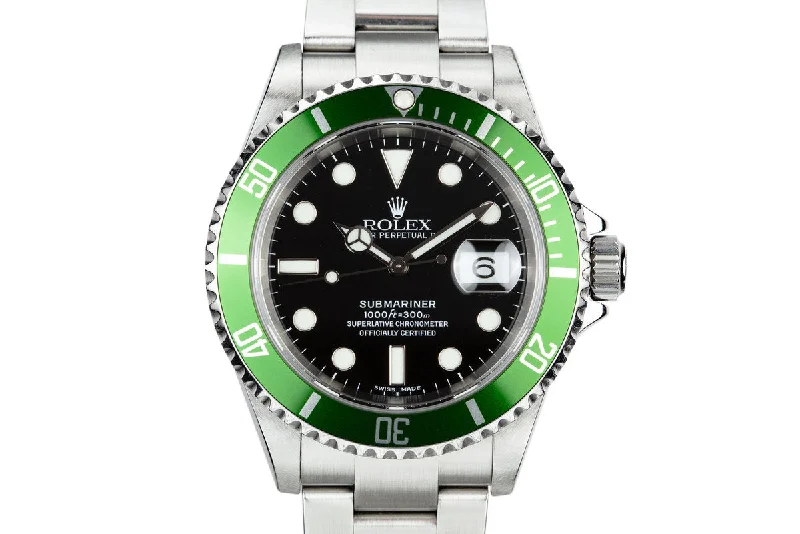 2005 Rolex Anniversary Green Submariner 16610LV with Box and Papers-Rolex Daytona 116528 Watch