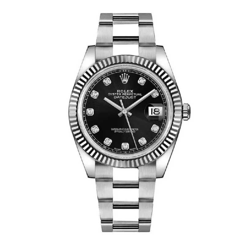 Rolex Datejust 41mm - Ref: 126334 - Black Diamond Dial, Stainless Steel Oyster Bracelet Men's Watch-Rolex GMT-Master II 126710BLRO Pepsi Bezel Watch