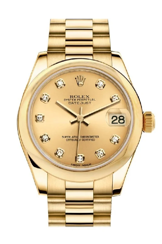 Rolex Datejust 31 Champagne Diamond Dial 18K Yellow Gold President Ladies Watch 178248 Pre-owned-Rolex Explorer 2 Watch