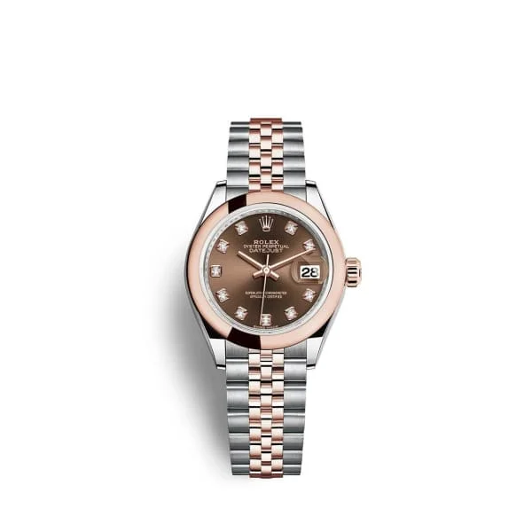 Rolex Lady-Datejust 28mm - Ref: 279161-0011 - Chocolate Diamond Dial, Two Tone Stainless Steel & 18K Rose Gold Jubilee Bracelet Women's Watch-Rolex Explorer 39mm Black Dial Watch