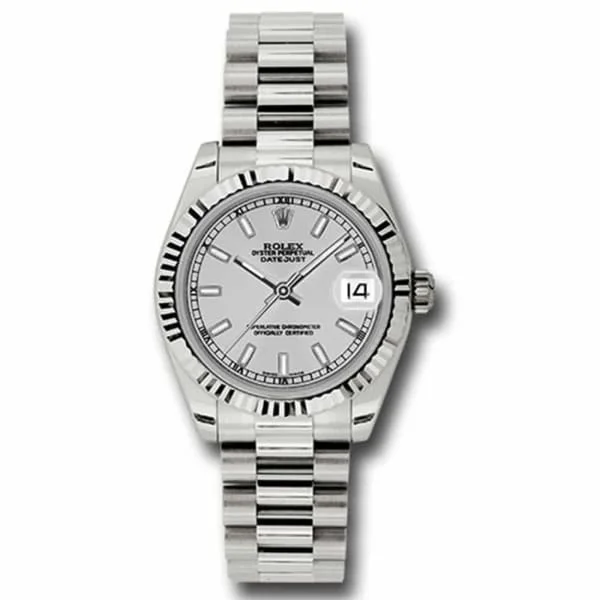 Rolex Datejust 31mm - Ref: 178279 sip - Silver Dial, 18K White Gold President Bracelet Women's Watch-Rolex Submariner Date Watch