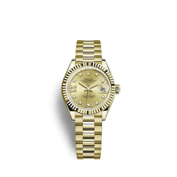 Rolex Lady Datejust 28mm - Ref: 279178-0013 - Champagne Dial, 18K Yellow Gold President Bracelet Women's Watch-Rolex GMT-Master II Men’s Watch