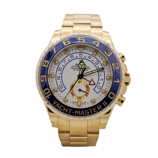 Rolex Yachtmaster II 44mm - Ref: ROL-225004 - White Dial, 18K Yellow Gold Oyster Bracelet Men's Watch-Rolex Oyster Perpetual Watch