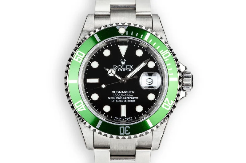 Mint 2004 Rolex Anniversary Submariner Green 16610 with Box and Papers-Rolex Day-Date Platinum Watch