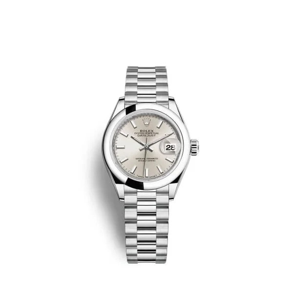 Rolex Lady-Datejust 28mm - Ref: 279166-0006 - Silver Stick Dial, Platinum President Bracelet Women's Watch-Rolex Daytona 116500LN Ceramic Watch