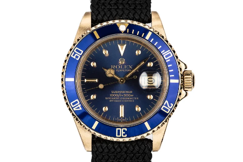 1980 Rolex 18K YG Submariner 16808 with Blue Nipple Dial-Rolex Explorer Men’s Watch