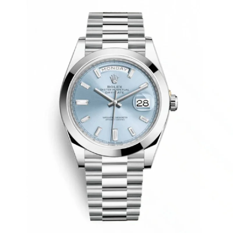 Rolex Day Date 40mm - Ref: 228206-0002 - Ice Blue Diamond Dial, Platinum President Bracelet Men's Watch-Rolex Day-Date 40mm Platinum Watch