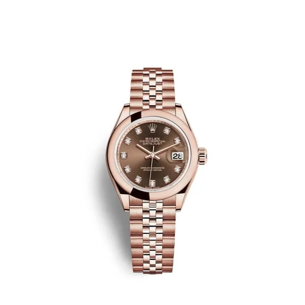 Rolex Lady Datejust 28mm - Ref: 279165-0016 - Chocolate Dial, 18K Rose Gold Jubilee Bracelet Women's Watch-Rolex Milgauss 116400GV Z-Blue Watch