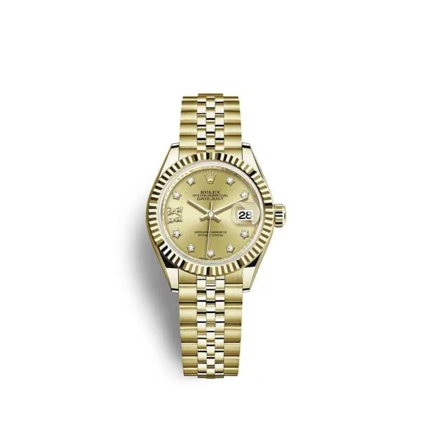 Rolex Lady Datejust 28mm - Ref: 279178-0014 - Champagne Dial, 18K Yellow Gold Jubilee Bracelet Women's Watch-Rolex Sea-Dweller Deepsea Watch