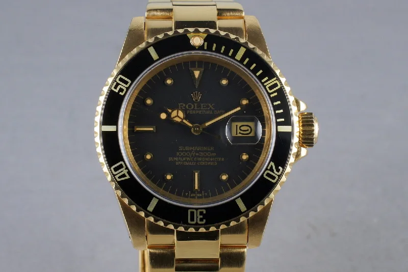 1980 Rolex 18K Submariner 16808 with RSC Papers-Rolex Submariner Green Dial Watch