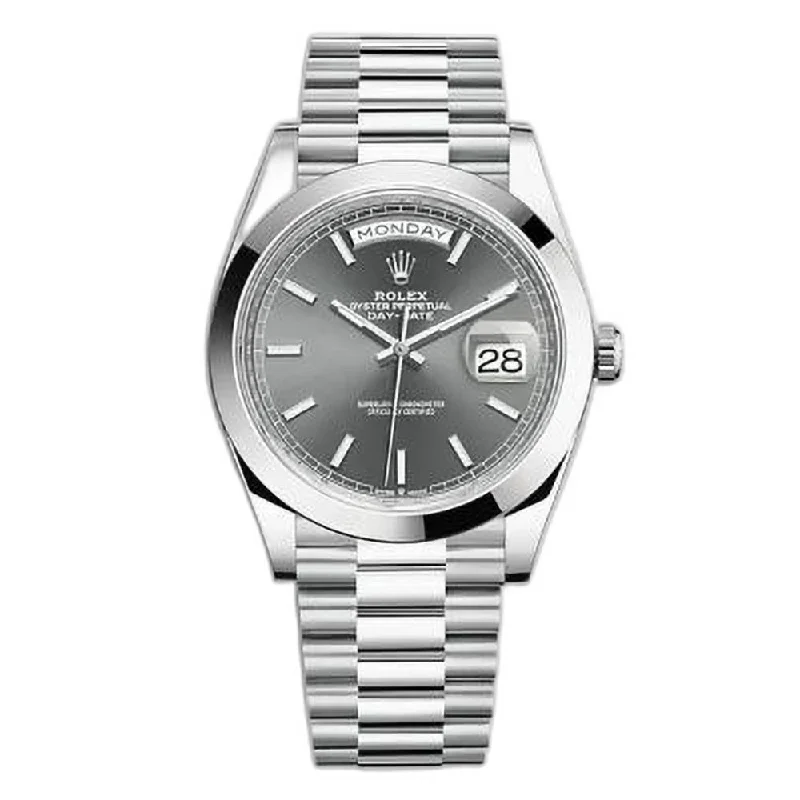 Rolex Day Date 40mm - Ref: 228206-0045 - Slate Grey Stick Dial, Platinum President Bracelet Men's Watch-Rolex Datejust 116200 Silver Dial Watch