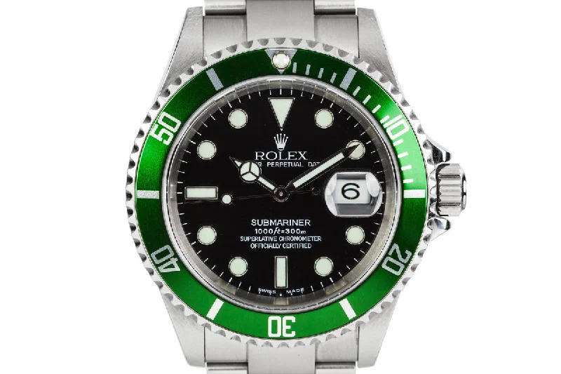 2003 Rolex Submariner 16610LV with MK I dial and Green Bezel-Rolex Day-Date 36mm Green Dial Watch