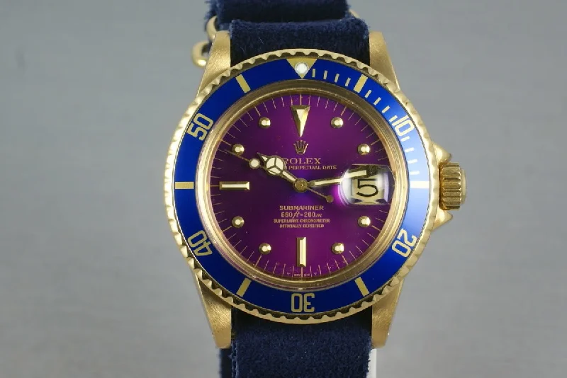 Rolex 18K Yellow Gold Submariner 1680 with VIOLET color change dial-Rolex Day-Date Yellow Gold Watch