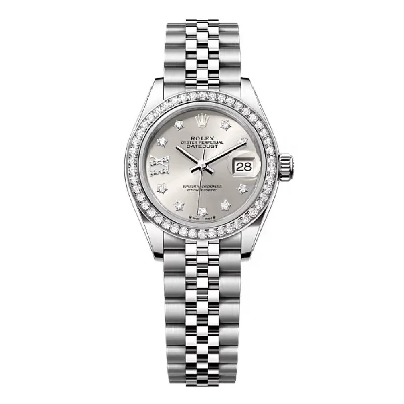 Rolex Lady-Datejust 28mm - Ref: 279384rbr-0021 - Silver Diamond Dial & Diamond Bezel, Stainless Steel Jubilee Bracelet Women's Watch-Rolex Yacht-Master 42mm Watch