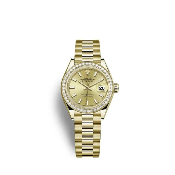 Rolex Lady Datejust 28mm - Ref: 279138rbr-0014 - Champagne Dial, 18K Yellow Gold President Bracelet Women's Watch-Rolex Datejust 36mm Pink Dial Watch