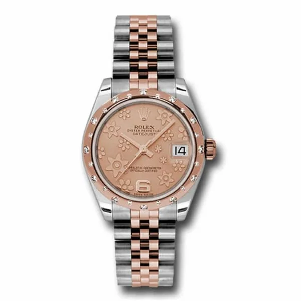 Rolex Datejust 31mm - Ref: 178341 pchfj - Pink Champagne Floral Dial & Diamond Bezel, Two Tone Stainless Steel & 18K Rose Gold Jubilee Bracelet Women's Watch-Rolex Milgauss 116400GV Watch