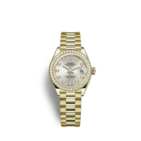 Rolex Lady Datejust 28mm - Ref: 279138rbr-0019 - Silver Dial, 18K Yellow Gold President Bracelet Women's Watch-Rolex Oyster Perpetual 34mm Watch